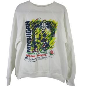 Vintage 1992 Michigan vs Washington Rose Bowl Graphic Crewneck Sweatshirt Large